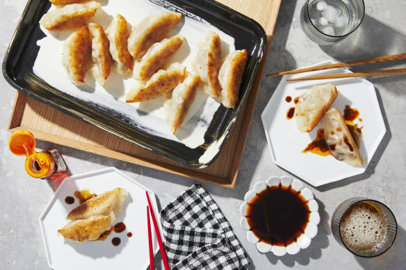 Pork and prawn gyoza.