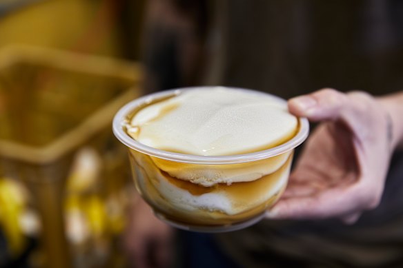 Hoa Hung’s soft-set tofu pudding with ginger syrup.