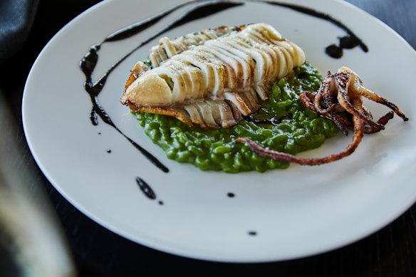 Squid and stinging nettle risotto.