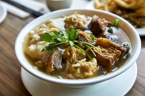 Wonton soup with beef flank at Canton Noodle House.