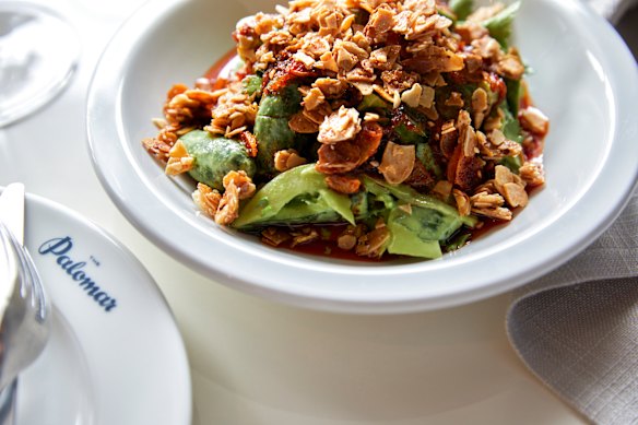 Cucumbers, green tahini and crispy chilli.