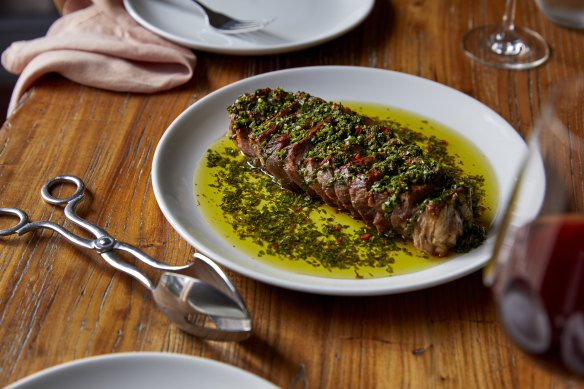 Go-to dish: Steak with chimichurri.