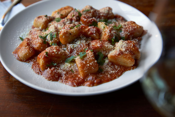 Gnocchi with tomato and basil sauce.