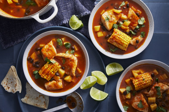 One-pot wonder: RecipeTin Eats’ cosy Mexican fish stew.
