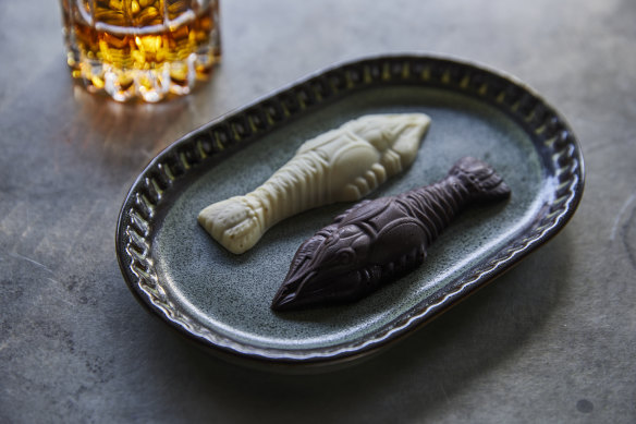 After Eight dessert with white chocolate and salted caramel or dark chocolate with peppermint cream.