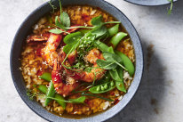 Japanese prawn and rice soup is a riot of textures.