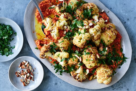 Adam Liaw’s roast cauliflowre with sun-dried tomato and capsicum.