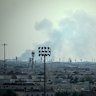 Smoke rises from an area in the direction of Al Udeid Air Base on February 28 after a suspected Iranian drone strike.