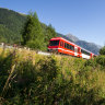 Through the mountains on the Mont Blanc Express.