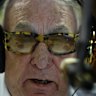 Radio announcer John Laws comes out of retirement to go on the air for 2SM in Pyrmont, Sydney. 31 January, 2011.