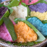 Sticky rice on sale at Chatuchak Market in Bangkok: No matter which way you colour it, it’s still rice.