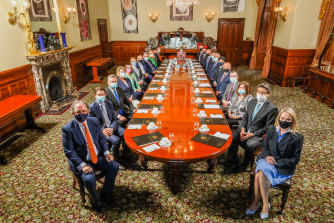 The NSW cabinet at Government House in October 2021.