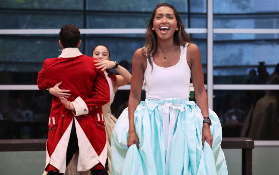 Chloé Zuel during a rehearsal for the Australian production of Hamilton. 