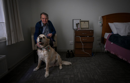 John Aucote with his dog Susie.