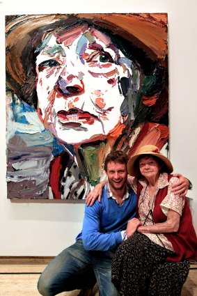 Archibald prize winner Ben Quilty with Margaret Olly the subject of his portrait at The NSW Art Gallery.