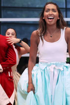 Chloé Zuel during rehearsals for the Australian production of Hamilton. 