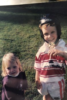 Isaah Yeo as a four-year-old playing for North Ryde along side his sister Ariah.