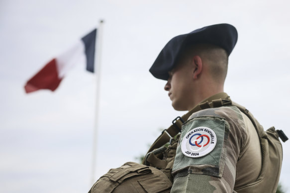 Thousands of French soldiers are part of the security operation for the Paris Olympics. (AP Photo/Thomas Padilla)