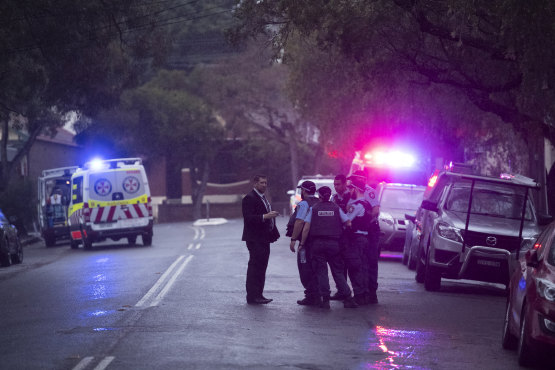 Police at the scene in Henry Street, Lewisham, where Aleksandar Stevanovic was shot dead and Albert Difloriano was in a critical condition. 