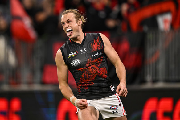 Mason Redman will remain at Essendon until at least 2028. 