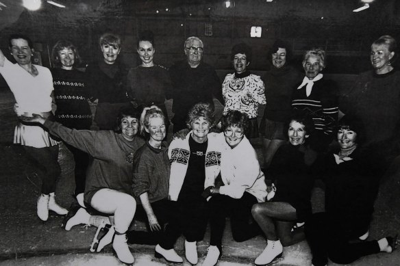 The Silverblades ice skating group in 1993. Colleen Dray is at front, far left and Olympic rink co-founder Pat Argue is fourth from left at front.