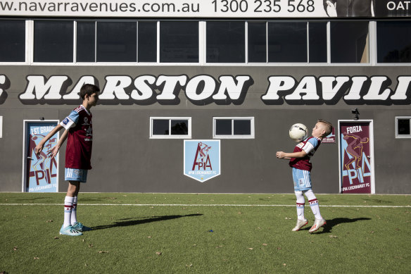 Grounded: APIA Leichhardt juniors Jacob Duncan and Lucas Apostolovski won't be allowed to head the ball at training due to concussion fears. 