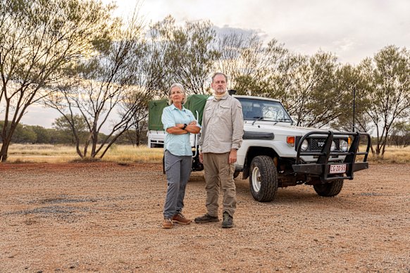 Dr Mark Harrison (left), a geoforensic search specialist, and Kathy Canning-Mello.