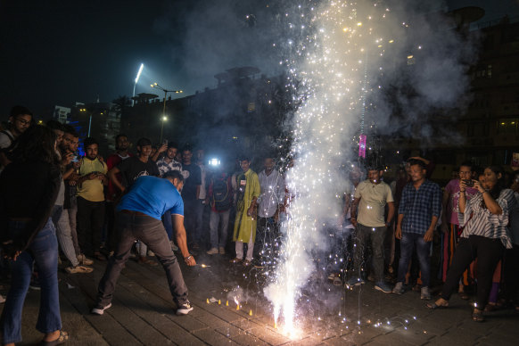 Fans went wild for India both inside and outside Mumbai’s Wankhede Stadium.