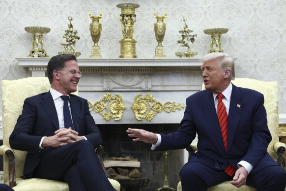 President Donald Trump and NATO Secretary-General Mark Rutte meet in the Oval Office.