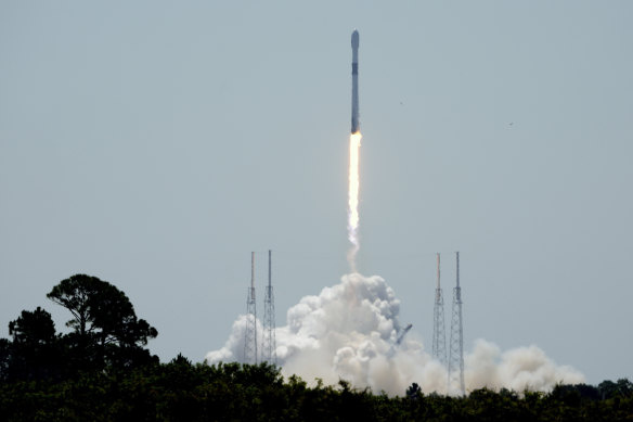 A SpaceX Falcon 9 rocket, with the European Space Agency Euclid space telescope, lifts off from pad 40 at the Cape Canaveral Space Force Station in Cape Canaveral, Florida, on July 1.