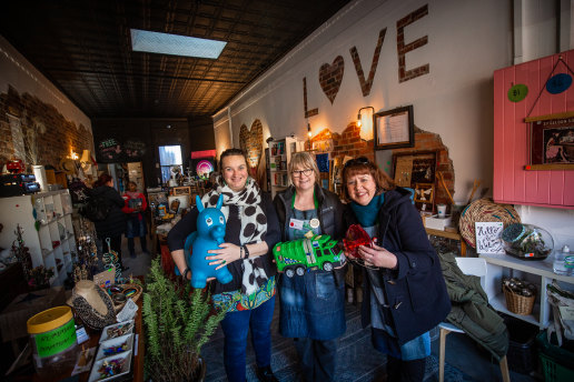 They love it: (left to right) Julie O’Brien from Span community house and reLOVE Pop-up Shop founders Jo Press and Jackie Lewis.