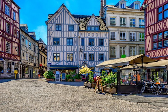 Colourful houses in Rouen, Normandy.