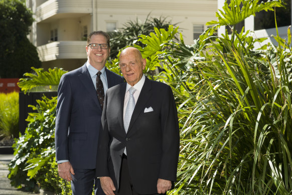 Solomon Lew and his new retail chief, former JB Hi-Fi CEO Richard Murray. 