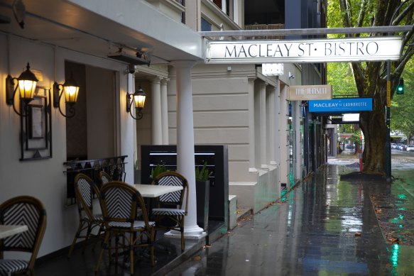 Foot traffic has almost dried up in Potts Point, unlike the weather.