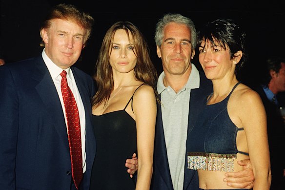 Donald and Melania Trump in 2002 with Jeffrey Epstein and Ghislaine Maxwell.