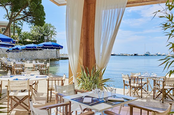 The restaurant at Hotel Belle Rives in Juan-les-Pins, south-easterm France, offers waterfront dining.