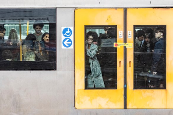 Commuters at Ashfield on Wednesday. 