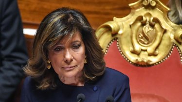 Maria Elisabetta Alberti Casellati, an ally of Silvio Berlusconi, has been elected president of the elected president of the Senate in Rome.