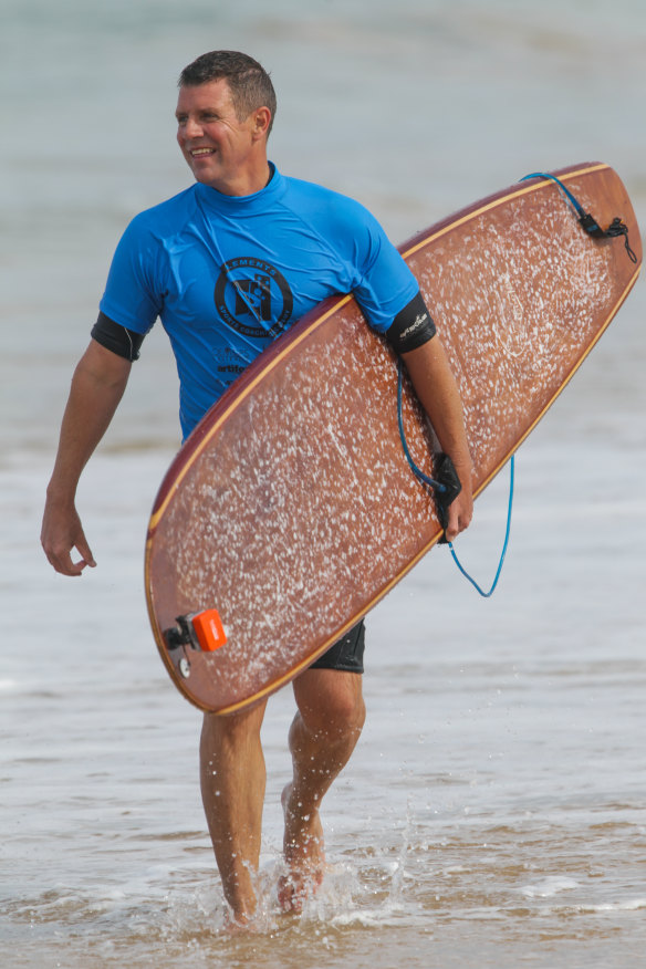 Mike Baird surfing on Sydney’s northern beaches in 2015.