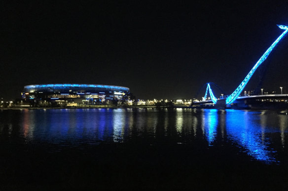 WA landmarks were lit blue for National Water Week last week. 