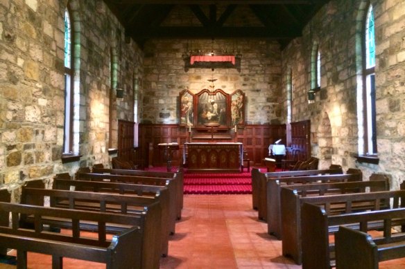 Inside the Chapel, which was designed to be in harmony with the adjacent Bishopsbourne.
