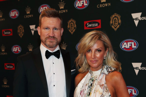 Collingwood coach Nathan Buckley and his wife Tania Buckley.
