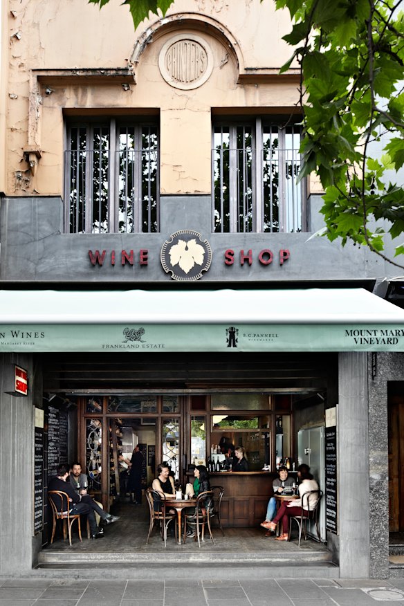 City Wine Shop’s wooden platform.