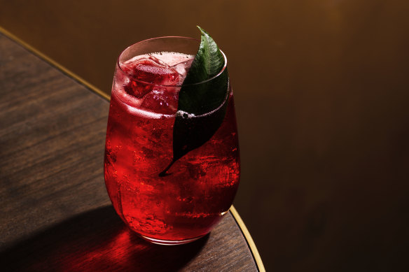 Waratah Spritz, made with Rhubi Mistelle, Archie Rose vodka, watermelon wine and vanilla.