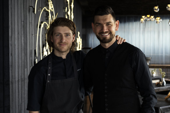 Vue de Monde executive chef Hugh Allen and general manager Hugo Simoes Santos.