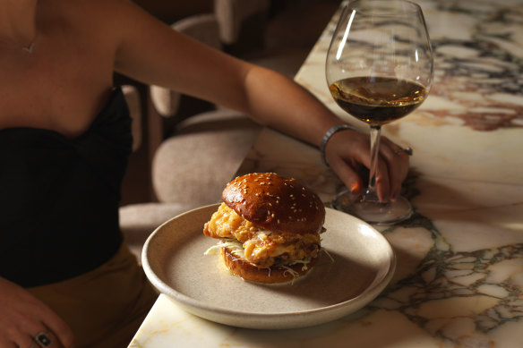Fried chicken sando at Bar Tilda.
