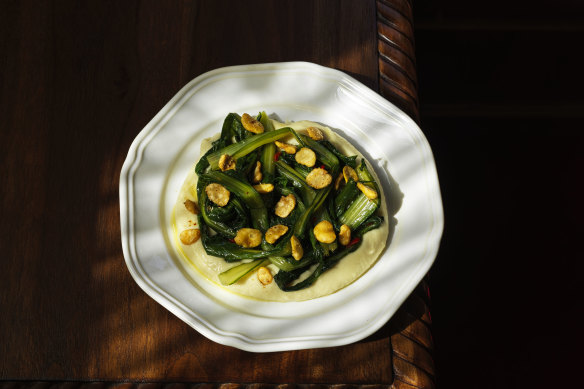 Fava bean puree with Pugliese-style chicory ripassata, Tuscan pecorino and Calabrian chilli.