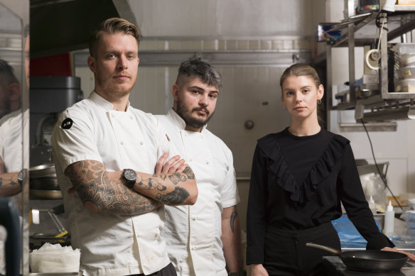 Andrea Vignali, Davide Bonadiman and Michelle Bader at Al Dente Enoteca.