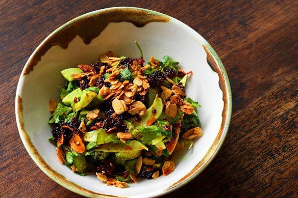 The Palomar’s cucumber salad, with pickled cucumbers, green tahini and crispy chilli oil.