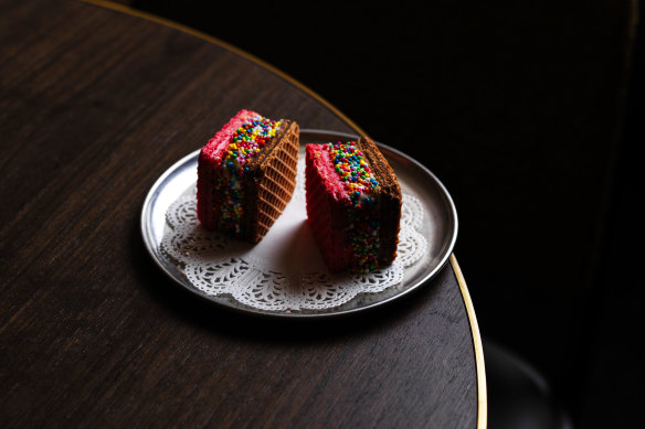 The fairy bread ice-cream sandwich.